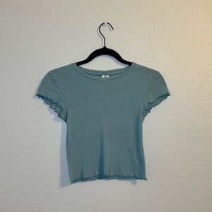 UO Pointelle Lettuce-Edge Baby Tee